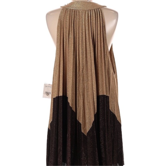 Free People Pleated Love Mini Dress Gold/Brown Size Small NWT - Picture 6 of 10